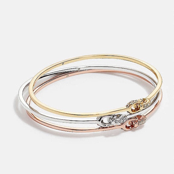 COACH Pavé Signature Bangle Bracelet Set - Picture 11 of 12